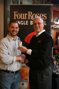 Varanese'sRory McCollister poses with Four Roses Master Distiller Jim Rutledge aftering winning 1st Place in the Four Roses Juelp Contest