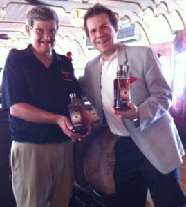 Al Young and Tom Fischer try the specially Selected Four Roses Single Barrel Bourbon
