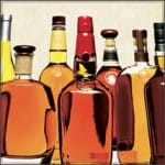 Bourbon whiskey bottles