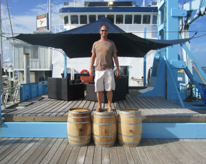 Trey Zoeller, founder and master blender of Jefferson’s Bourbon, stands atop the barrels of bourbon which have been "ocean-aged" for 4 years