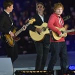 British singer Ed Sheeran sings Pink Floyd’s Wish You Were Here live accompanied by Pink Floyd’s Mike Rutherford and The Feeling’s Richard Jones