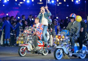 usician Ricky Wilson from the Kaiser Chiefs enters the stadium singing The Who's Pinball Wizard during the Closing Ceremony of London Olympics England
