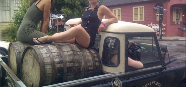 The Breckenridge Distillery rides their 1963 Land Rover through the French Quarter in New Orleans during Tales of the Cocktail 2012