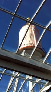 The New Old Foreste Water Tower before it waiting to be unveiled atop Brown-Forman, Louisville, Kentucky