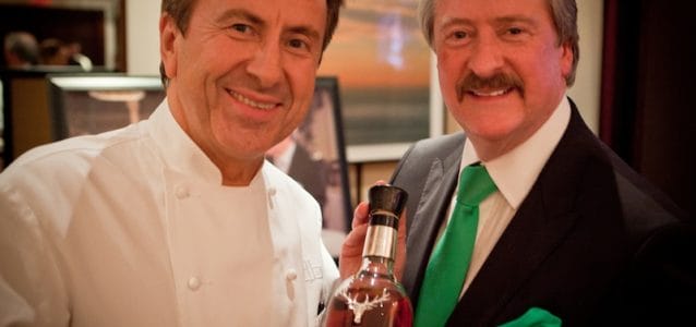 Chef Daniel Boulud and The Dalmore Msater Blender Richard Paterson hold Daniel's special expression of The Dalmore