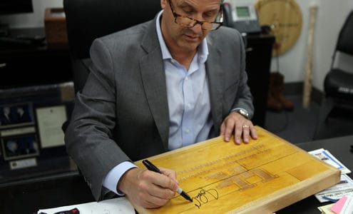 John Calipari Autographs the Floor from New Orleans where UK won the title of 2012 NCAA Champions