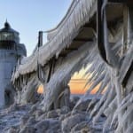 Frozen Lighthouse Michigan