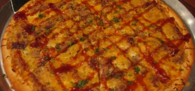 Bourbon Pizza with a Four Roses BBQ Sauce at Impellizzeri’s Pizza
