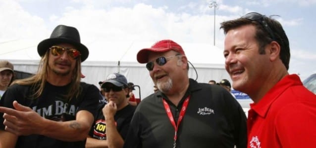 Jim Beam Master Distiller Fred Noe and Kid Rock visit Jim Beam NASCAR Driver Robby Gordon