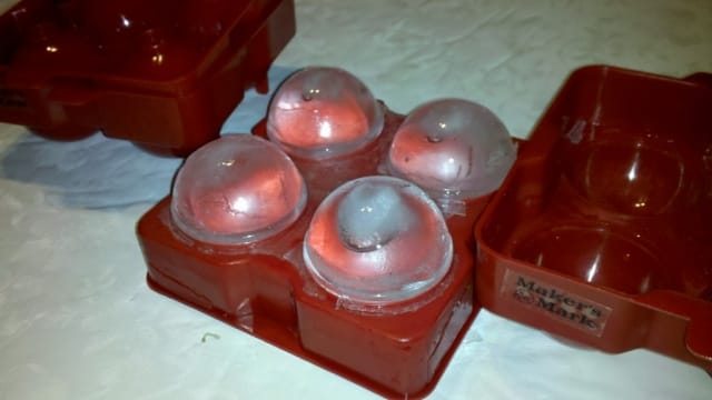 Maker's Mark Original Ice Ball Tray in Red Plastic 2 Round Ice Mold Makes  4