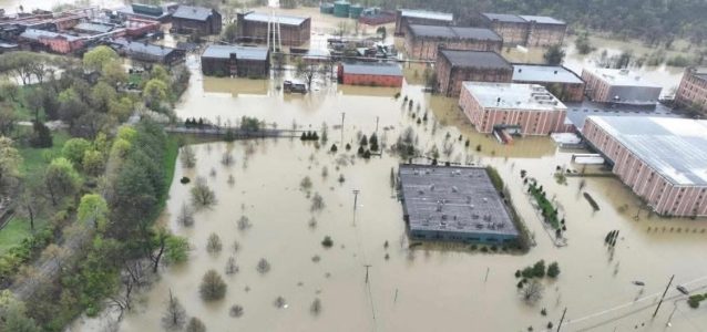 Buffalo Trace aerial shot flood