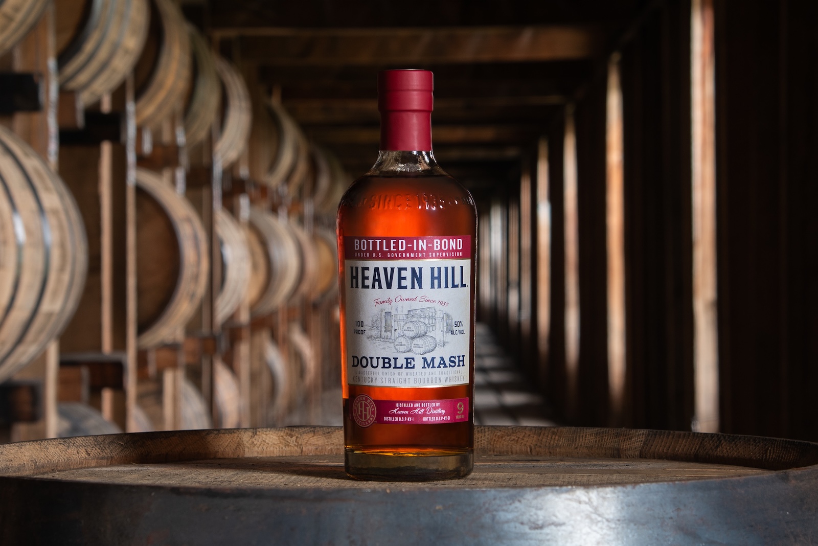 Heaven Hill Double Mash Bottled-in-Bond Bourbon label and bottle